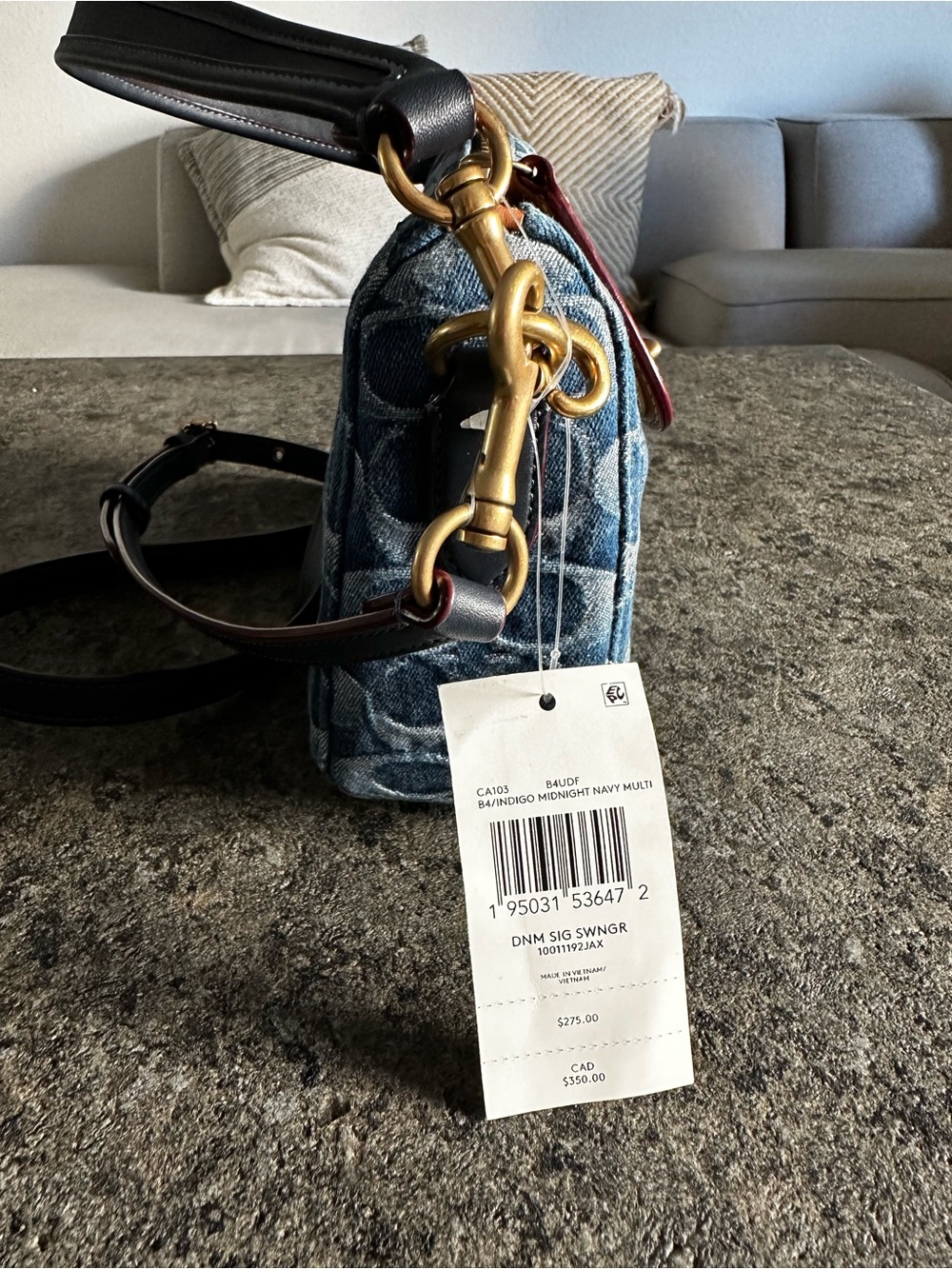 NWT Coach Swinger Shoulder Bag in Signature Denim with Gold Hardware - Picture 6 of 11